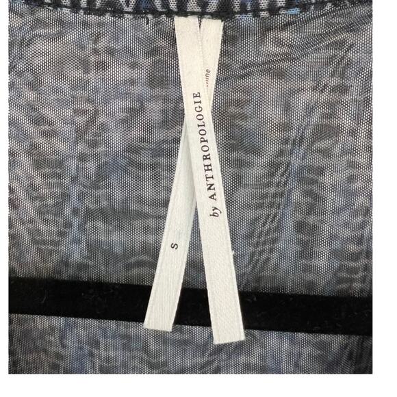 Anthropologie Gretchen Smocked Sheer top blouse Vneck - Picture 7 of 15